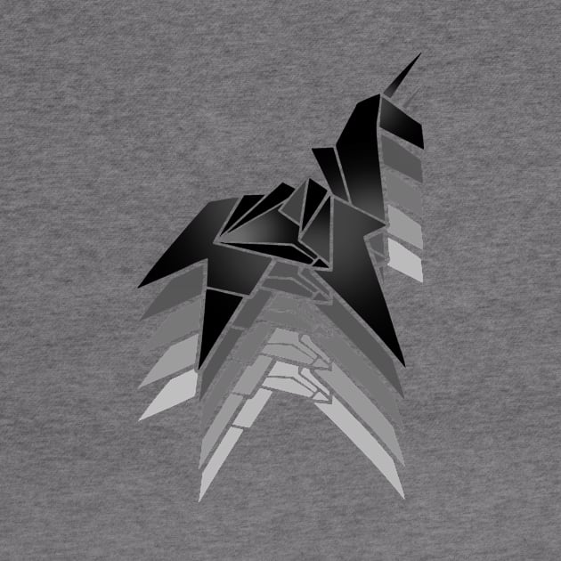 Blade Runner Unicorn Origami (Black Faded) by VanHand